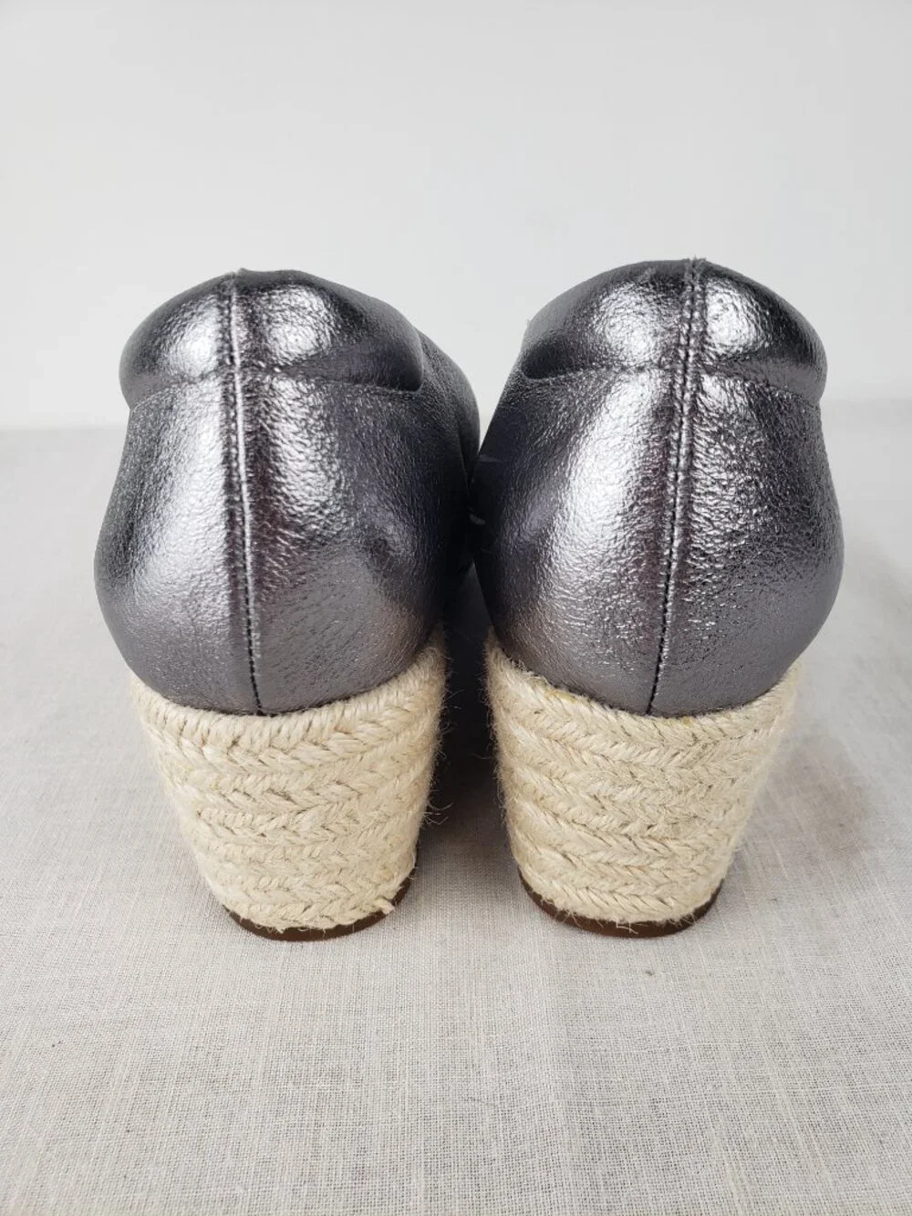 Abeo Quinn Espadrille Wedge Shoes Metallic Silver Orthotic Womens 10